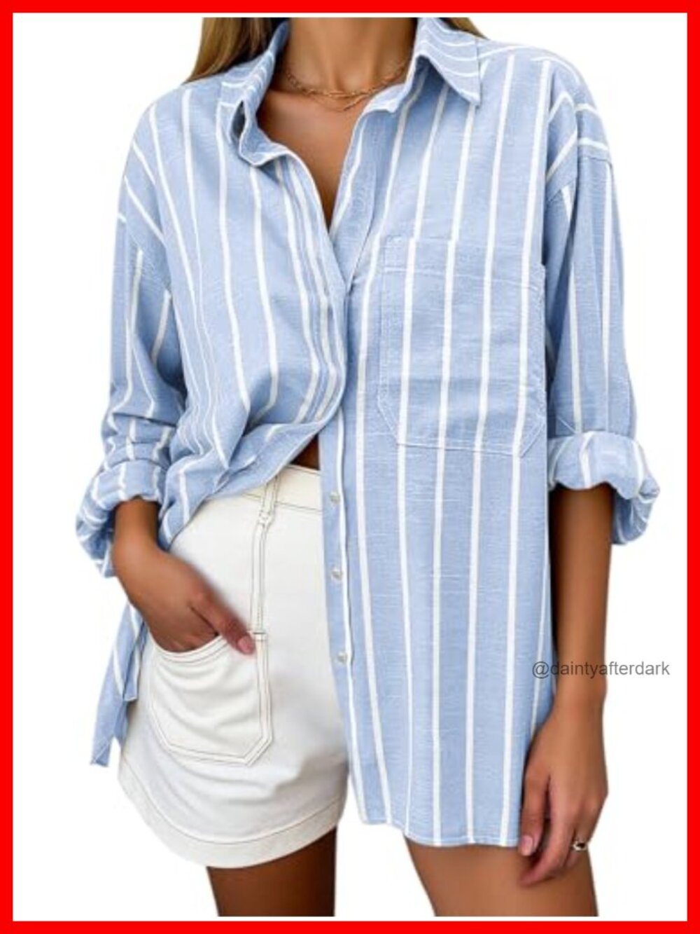 Oversized Cotton Oxford Button Down Shirt Wrinkle-Free Long Sleeve Collared